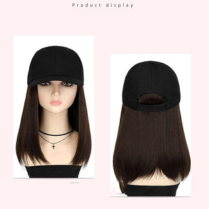 Women's Baseball Cap with Detachable Duckbill Visor and Straight Hair