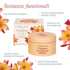 L'Erbolario Body Cream - Moisturizing Body Butter for Dry Skin - Prevents Skin Aging - Skin Care with Citrus and Floral Scent - Frangipani - 6.7 oz