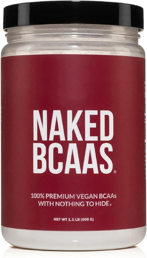 NAKED BCAAs Amino Acids Powder Only 1 Ingredient Pure 2:1:1 Formula Vegan Unflavored Branched Chain Amino Acids Instantized All Natural BCAA Supplement - 500 Grams 100 Servings