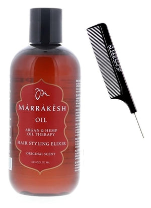 short SIeekshop Comb + Marrakesh Oil HAIR STYLING ELIXIR - Original Scent - XXL PRO (Argan &amp Hemp Oil Therapy) Argan Moroccan Morocco (Original Scent (8 oz XXL Professional))