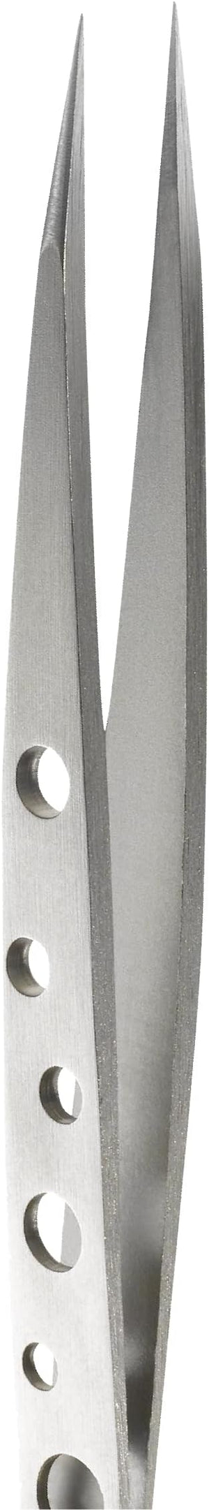 Rubis Hole Pattern Stainless Steel Pointed Tweezers for Precise Eyebrows and Hair Removal The Elegance Collection1K011 9.5 Made in Switzerland