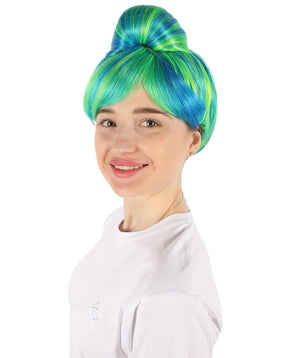Women's Premium Bun Wig - Adjustable Capless Hair extensions with Realistic Synthetic Fibers - Multi-Color Elegant Bun Hairpiece for Halloween Cosplay, and Everyday Wear, Green Ombre