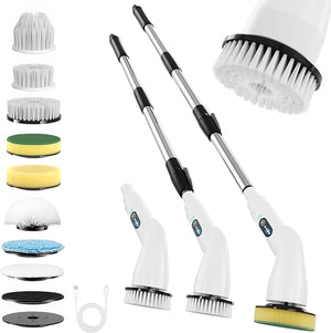 Electric Spin Scrubber - Household Cleaning Brush with 8 Heads 51.2in Extendable Pole Bathroom Scrubber for Stubborn Grease on Grill Stovetop &amp Bathtub 90Min Runtime - Type B