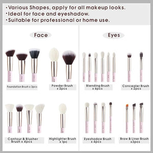 Jessup Makeup Brushes Set Professional Makeup Brush Eyeshadow Blending Powder Foundation Blusher Concealer 25pcs with Cosmetics Storage Box Blushing Bride T295