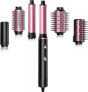 SKIMI 110000 RPM Brushless Motor Hair Dryer Brush - 5 Muti-Styler for Fast Drying Curling Volumizing &amp Straightening | High-Speed Hot Air Brush for All Hair Types (Black &amp Blush Red)