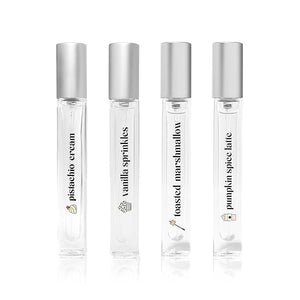 Just Juice Gourmand Set - Gourmand Perfumes for Women and Men - Warm Vanilla Amber Men's and Women's Fragrances - Mini Travel Perfume Set - 4 pc