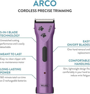Wahl Professional Animal Arco Pet Dog Cat and Horse Cordless Clipper Kit Purple (8786-1001)