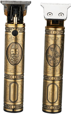 VICASKY Professional USB Charging Hair Trimmer Engraved Metal Clipper for Home and Barbershop Use Silent Powerful Haircut Tool with Bronze Finish