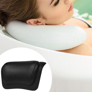 Fenteer Bath Pillow Relaxing SPA Bath Pillow Waterproof Commercial Use with Suction Base Non Slip for Women Bathing Accessories Home Black