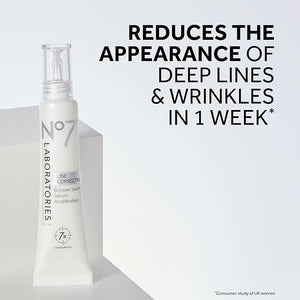No7 Laboratories Line Correcting Booster Serum - Potent Collagen Peptide Serum for Fine Lines and Wrinkles - Moisturizing Formula for All Aging Skin Types (25 ml)