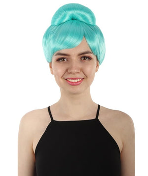 Women's Premium Bun Wig - Adjustable Capless Hair extensions with Realistic Synthetic Fibers - Multi-Color Elegant Bun Hairpiece for Halloween Cosplay, and Everyday Wear, Light Blue