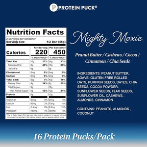 Protein Puck Plant Based Bars | Snacks with Vegan Protein | 16 Count | 3.25 oz Full Size | Gluten Free Non Dairy Kosher Certified Non GMO Premium Healthy Bars | Mighty Moxie
