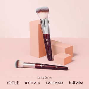 BK BEAUTY - LARGE BUFFER &amp ROUND FOUNDATION (2PC) - Professional Makeup Brush Set for Liquid or Cream Foundations Powder &amp Blush | Premium Face Brushes for Flawless Application