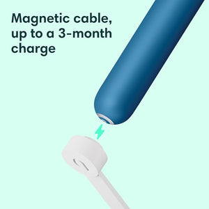 Quip Rechargeable Smart Sonic Toothbrush for Adults - Timed Electric Toothbrush with Bluetooth &amp Rewards App - Replaceable Brush Head Soft Bristles Plastic Handle - Travel Toothbrush - Ocean Blu