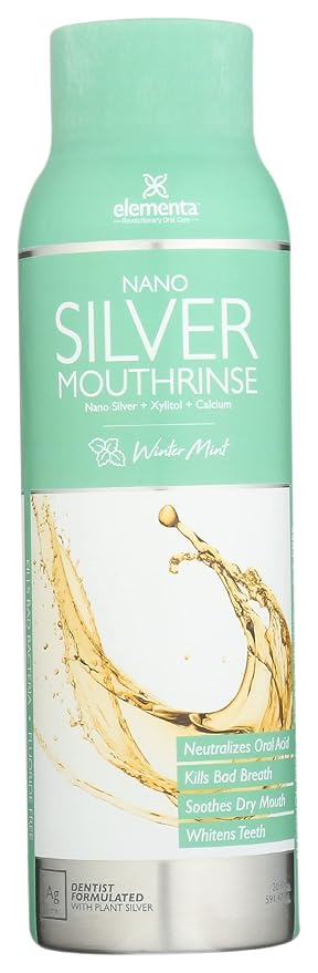 Elementa Nano Silver Winter Mint Scent Mouth Rinse Fluoride Free Alcohol Free 20 Fluid Ounce (Pack of 1)