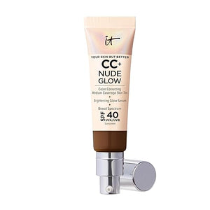 IT Cosmetics CC+ Nude Glow - Medium Coverage Foundation with SPF 40 &amp; Brightening Glow Serum, Lightweight Skin Tint, 2% Niacinamide + Hyaluronic Acid, Up to 24H Hydration, Normal/Dry Skin - 1.08 f