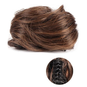 messy bun hair piece 1/2 PCS Accessory Updo Hairpieces For Women Girls Mini Claw Synthetic Curly Wavy Hair Bun Extensions Wig Clip in Messy &amp Cat Ears Short bun hair pieces for women ( Color : FB0
