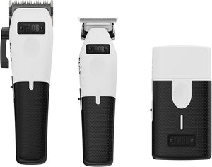 TPOB Play Barber Hair Clippers for Men 7500 RPM with Rubber Grips (White 3 Set)