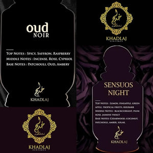Sensous Nights &amp Oud Noir EDP 100ML BY KHADLAJ (BUNDLE 3.4)