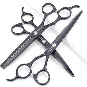 SHARONDS 6/7 Inch Professional 440C Hair Cutting Scissor Salon Hairdressing Thinning Shears Perfect for Barber and Home Use (7 in 3pc)