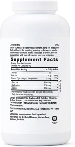 GNC Pro Performance BCAA 1.8g 3rd Party Tested Supplement for Men &amp Women Branched Chain Amino Acids Essential Amino Acids Supports Muscle Protein Synthesis 240 Softgels 40 SVG