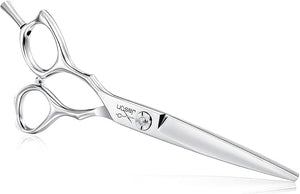 JASON 6 Inch Left Handed Barber Hair Cutting Scissors Professional Salon Shears Razor Edge Hairdressing Scissor Japanese Stainless Steel Reversible Haircut Shear for Men Women Christmas Gift