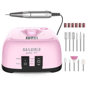 Nail Drill Machine£¬Professional Electric Nail File Set 35000RPM Nail File Drill Acrylic Nails Kit for Manicure Gel Nail Polish Remover (Pink)