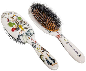Rock &amp Ruddle Natural Mixed Boar Bristle Hair Brush for Women and Kids (Large 21 cm) - Perfect for Wet or Dry Hair Detangling Smoothing Blowdrying - Designed &amp Made in UK - Wild Design