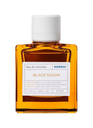 KORRES Eau De Toilette, Black Sugar Fragrance Spray, Unisex Perfume Featuring Oriental Lily, Caramel, Heliotrope, Rose, Brazilian Rosewood, Amber, Vanilla, Tonka, Ambery Floral Scent, 1.69 Fl Oz