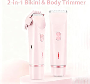 Tanvera Razor GlowTrim 2-in-1 Bikini &amp Body Trimmer Tanvera Waterproof Dual-Head Electric Shaver Womens Shaver for Face Bikini Body Leg (2pcs-F)