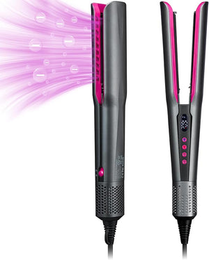 Hair Straightener ? 2 in 1 Wet to Dry Air Straightener with High-Speed Ionic Airflow Straightens Using air No Heat Damage Smart Temperature Control for Medium to Long Hair (35-75cm) (Gray)