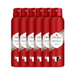 Old Spice Original Deodorant Body Spray for Men 150 ml ? Classic Fresh Scent Long-Lasting Odor Protection Fast-Dry Aerosol Aluminum-Free Deodorant Spray Pack of 6