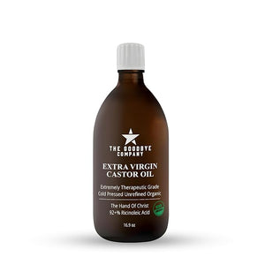 Premium Organic Cold-Pressed Food Grade Castor Oil - 16.9 oz Glass Bottle Hexane-Free Small Batch Extra Virgin Ethically Sourced for Hair Growth Skin Care Lashes Brows &amp Digestion