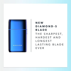 Blade &amp Stone PS501 Foil Shaver for Men ? Dual Foil Cordless Shaver with Graphene-X Blades and 8000 RPM Digital Motor ? All-Metal Rechargeable Wet and Dry Razor ? Big Blue