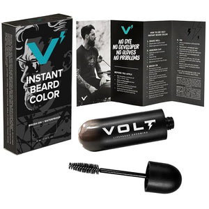 VOLT Grooming Temporary Instant Beard Color Single Pack - Quick Drying Plant Based Hypoallergenic Brush on Color for Beards, Mustaches, and Eyebrows - 0.35 Fl Oz (10 ml), Toffee (Light Brown)
