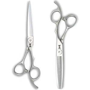Hair Scissors Set Includes Cutting and Thinning Shears for Hairdressers and Barbers - 6 Inches - Japan VG10 Stainless Steel is Perfect For Wet or Dry Hair - Designed by Saki Shears