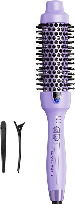 Wavytalk Thermal Brush, 1.5 Inch Blowout Express Ionic Thermal Round Brush Creates Blowout Look in 10 Minutes Makes Hair Shinier &amp; Smoother, Dual Voltage (Lavender Purple)