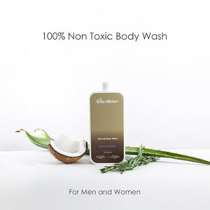 GirlyMan Natural Body Wash - Made with Olive Oil &amp Aloe Extract No Artificial Fragrance PH Balanced Gentle Formula Nourishing Ingredients Family Owned (Lavender)