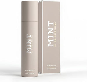 MINT whitening mouthwash with hydrogen peroxide - alcohol-free - mild taste - vitamin B12, peppermint oil and cucumber extract - mouthwash for the care of gums and interdental spaces -By Dr. Mintcheva