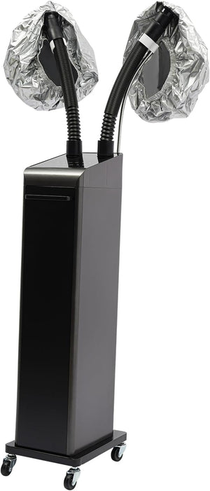 Nano Hair Steamer 700W Professional Micro Mist Hair Processor with 2 Vaporizing Caps &amp 4 Wheels Vertical Hair Care Machine for Home Salon SPA Barber Shop (Double-Tube)