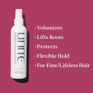 UNITE Hair ? BOOSTA Volumizing Spray ? Weightless Body-Boosting Texture &amp Lift for Fine Hair ? Adds Fullness UV &amp Heat Protection Paraben-Free Vegan 8 Fl Oz