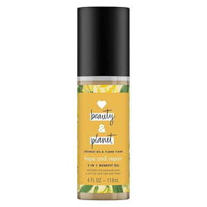 Love Beauty and Planet 3-in-1 Benefit Oil for Unisex Coconut Oil and Ylang Ylang 4 Ounce