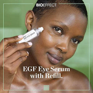 BIOEFFECT EGF Eye Serum Refill Set with Cooling Rollerball (6 ml) and One Refill Cartridge (6ml) Anti-Aging Corrective Gel with Hyaluronic Acid for Puffy Bags Wrinkles Fine Lines and Crows Feet