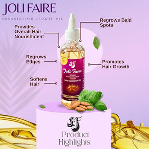 JOLI FAIRE Organic Hair Growth Oil with Mahabhringraj &amp; Almond ? For Hair Growth &amp; Nourishment.Thickens, Anti-Dandruff, Breakage Repair, Bald Spot &amp; Edges ? Safe for All Ages &amp; Hair Ty
