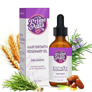 Prime Auta Organic Hair Growth Rosemary Oil with Biotin 5% 2 fl oz Hair and Beard Care