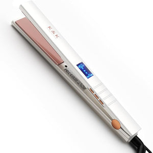 K&ampK Nano Hair Straightener for Women Adavance Ceramic Coated Plates Flat Iron Digital Display Ultra-Fast Heat Up Auto Safety Shut Off Plancha De Pelo Dual Voltage UK Plug for Short Hair