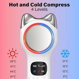 Cool and Hot Facial Firming Device, Light Face Tool with Vibration, Facial Massager with 8-21¡ÆC Cold, 38-47¡ÆC Hot, Electric Skin Care Kit