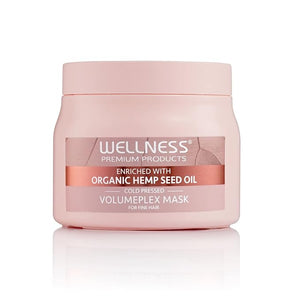Wellness Premium Products Volumeplex Hair Mask Volumizing Treatment For Fine Hair Organic Hemp Seed Oil 4 (10ml) Ampoules and 500ml Mask Treatment