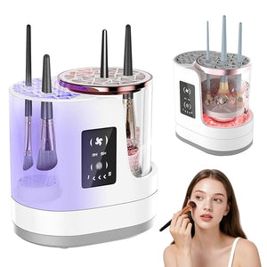 Makeup Brush Cleaner Machine 3 IN 1 Electric Makeup Brush Cleaner &amp Dryer Cosmetic Brushes Cleanser USB Makeup Brush Washer Cosmetic Brushes Cleaner Tool for All Makeup Brush Sponges (White)
