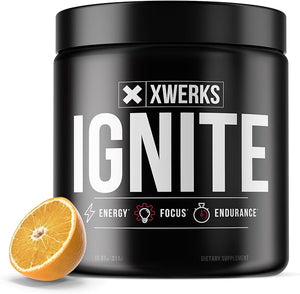 Xwerks Ignite Orange Pre Workout Powder Natural Keto Pre Workout for Women and Men with Explosive Energy Gluten Free Blend for Endurance and Stamina 150mg Caffeine 30 Servings